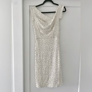 Black Halo Jackie O white sequin dress. Size 0. New with tags